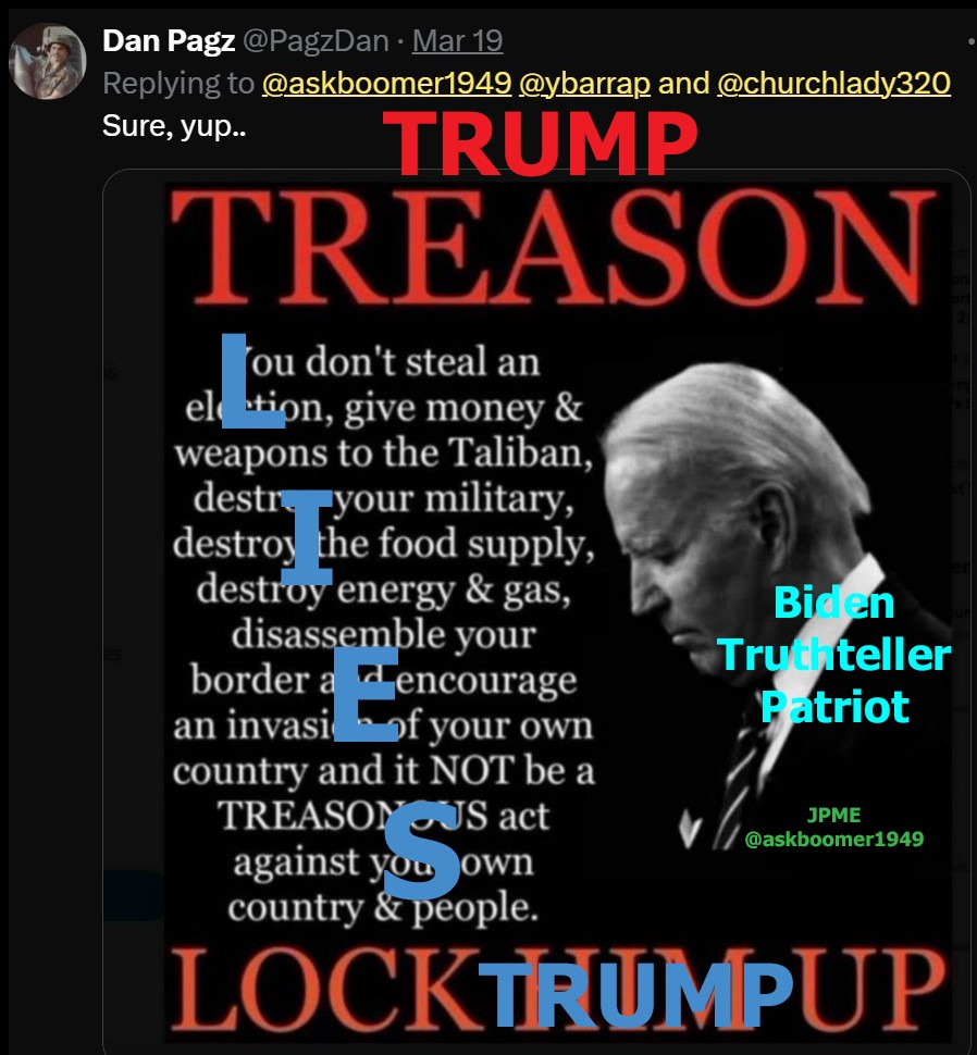 askboomer1949's tweet photo. Did Trump commit treason?
I believe he was and is. 
#TrumpCrimeFamily #TrumpTreason #TrumpSedition #ChristianNationalistTerrorism #PutinOwnsTrump #ObanistGOP #GOPlies #Trumpcult #GOPtyranny #MAGAterrorism 
Rp https://t.co/XMnnMcuRhy
