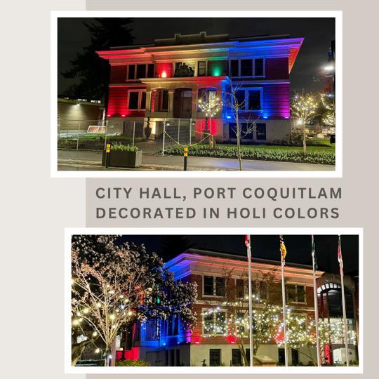 Last night, City Hall of City of Port Coquitlam <a href="/CityofPoCo/">City of Port Coquitlam</a> lighted up to acknowledge the Hindu Festival of Colours, Holi 

instagram.com/p/C493mVeLU48/…
