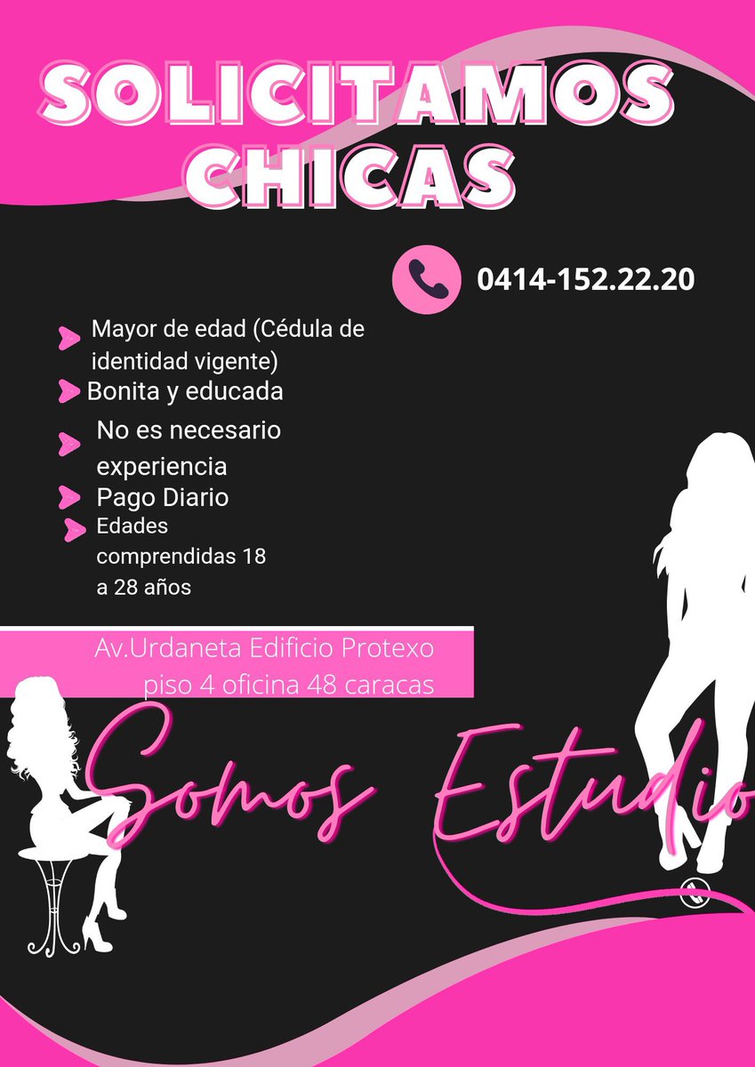 DivaOff448's tweet photo. Solicitamos chicas bonitas que deseen trabajar como #Damasdecompañia, Pago diario somos estudio con la mayor de las discreción Atendemos únicamente en horario de Oficina +584141522220 #WhatsApp #Caracas te esperamos para que sea parte ❤️ No es necesario experiencia #rt #viral https://t.co/0iLUR1D32w