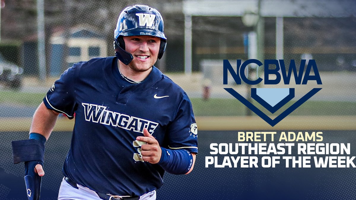 REGION PLAYER OF THE WEEK! Brett Adams earns the honor after hitting .538 with a double, triple, two homers, eight RBI & 7 runs scored to lead @WingateBaseball to a 4-0 week! Story | shorturl.at/eikF8 #OneDog