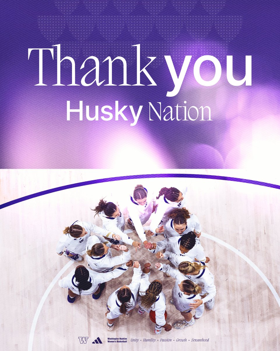 Thank you Husky Nation for your support all season long! It was a joy-filled journey and we are so grateful! 💜 #Becoming x #GoHuskies