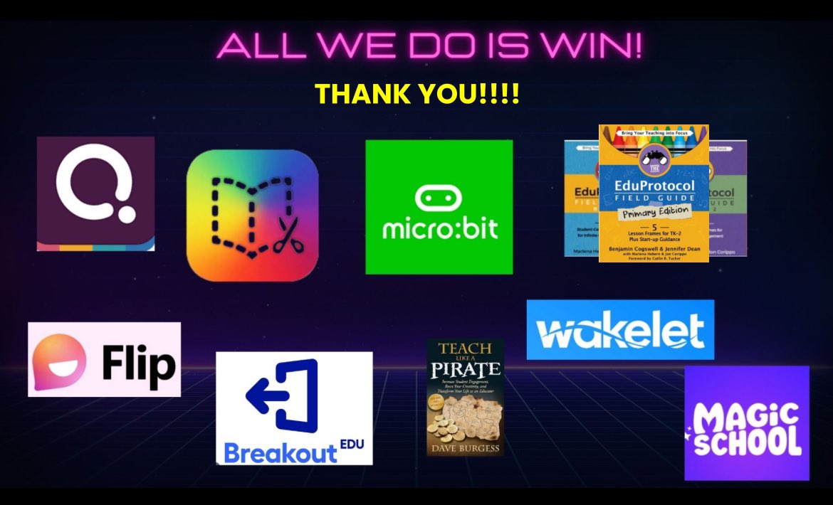 I want to say a HUGE THANK YOU to all the amazing #EdTech tools that I not only use, love, and support in my classroom daily…but for receiving their love and support back in making my session a success! Thank you thank you thank you! LOVE you all! #SpringCUE #CUEmmunity