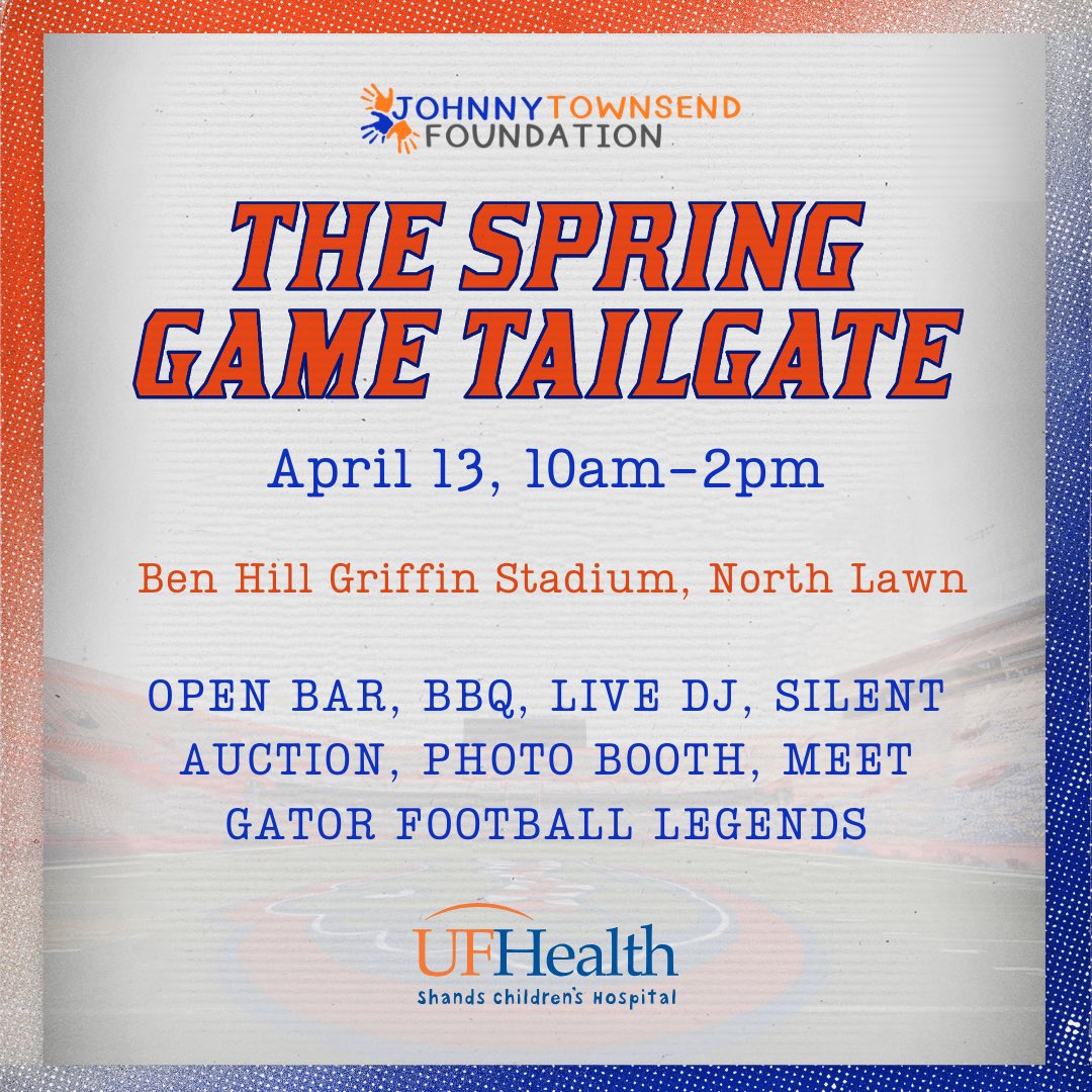 We are back hosting the 3rd annual Spring Game Tailgate as the official Former Player event for Gators football, and fundraiser for @UFHealth Last year we hosted over 120 former Gator players and raised 48k for UF Health Get tickets now 😎 zeffy.com/en-US/ticketin…