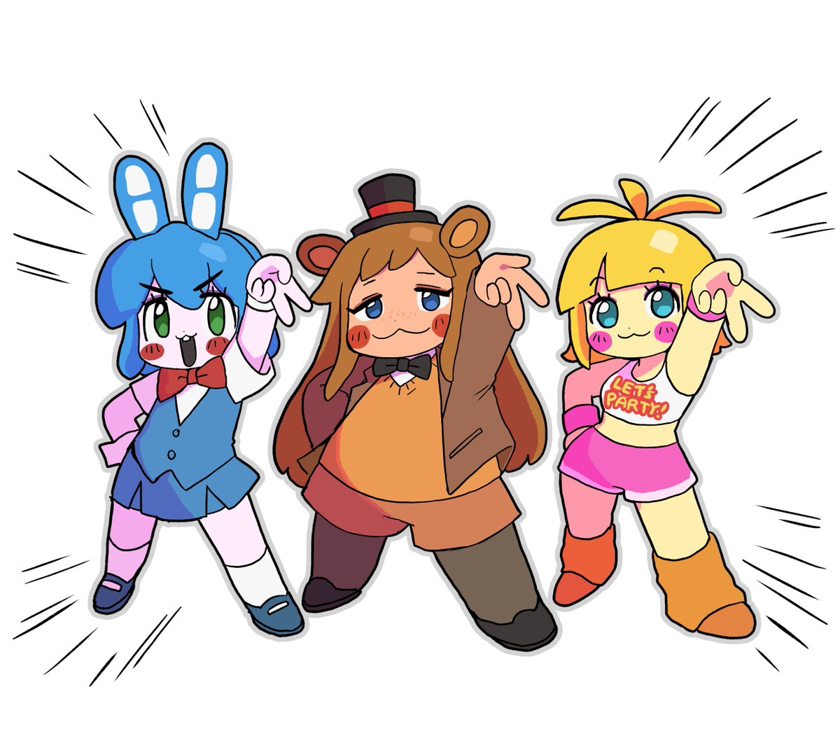 ※擬人化女体化
🐰✌️🐻✌️🐥✌️