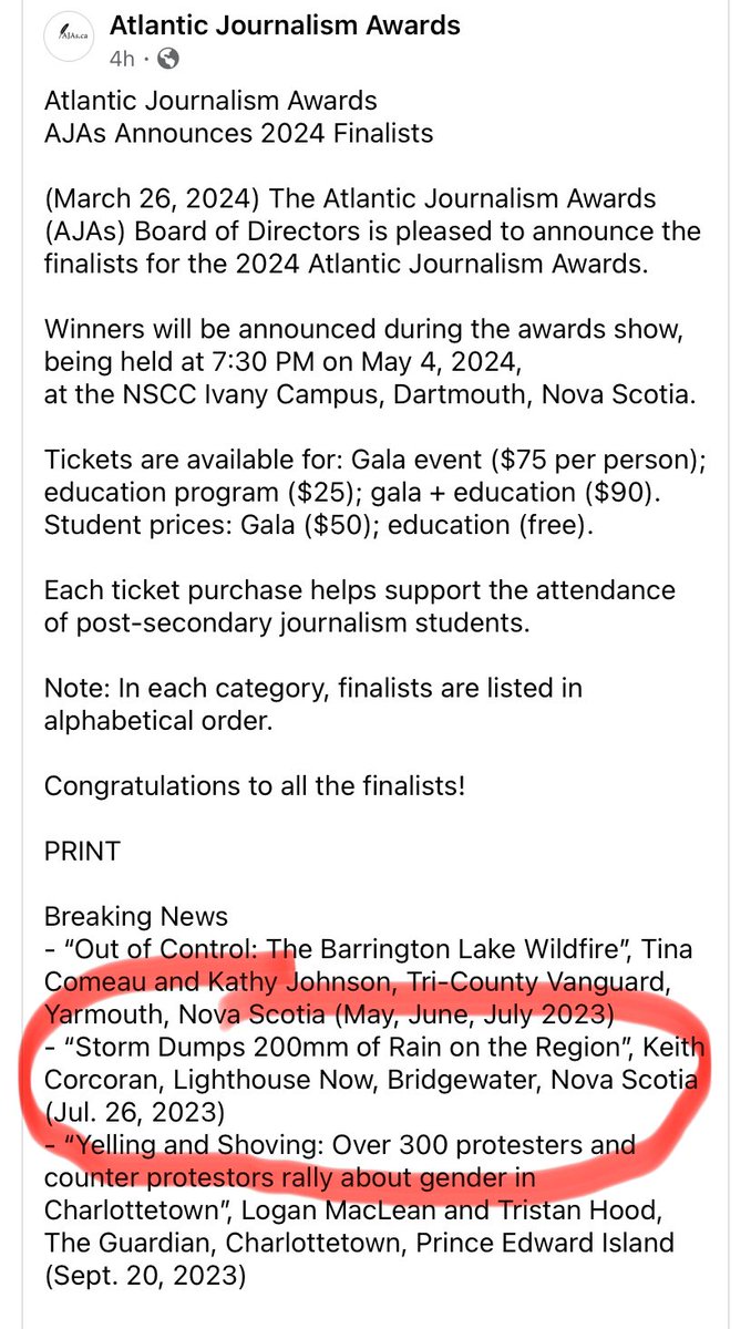 Gold, silver or bronze, just happy to receive my fourth Atlantic Journalism Award. 🎉 #cdnmedia