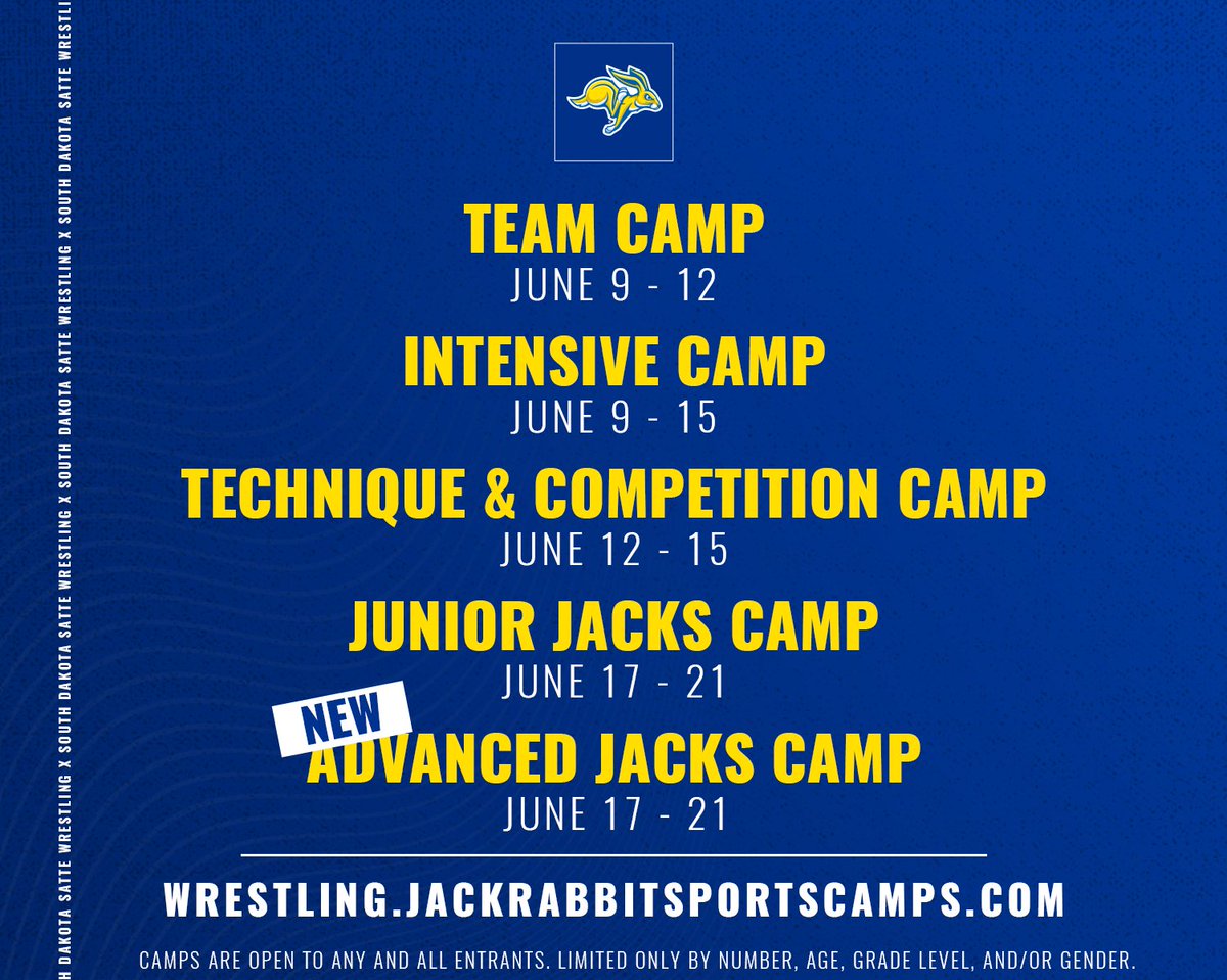 Our program continues to raise the bar 📈 Come learn from the Jackrabbits and jump levels with us this summer 🐰 #GetJacked | 🔗wrestling.jackrabbitsportscamps.com