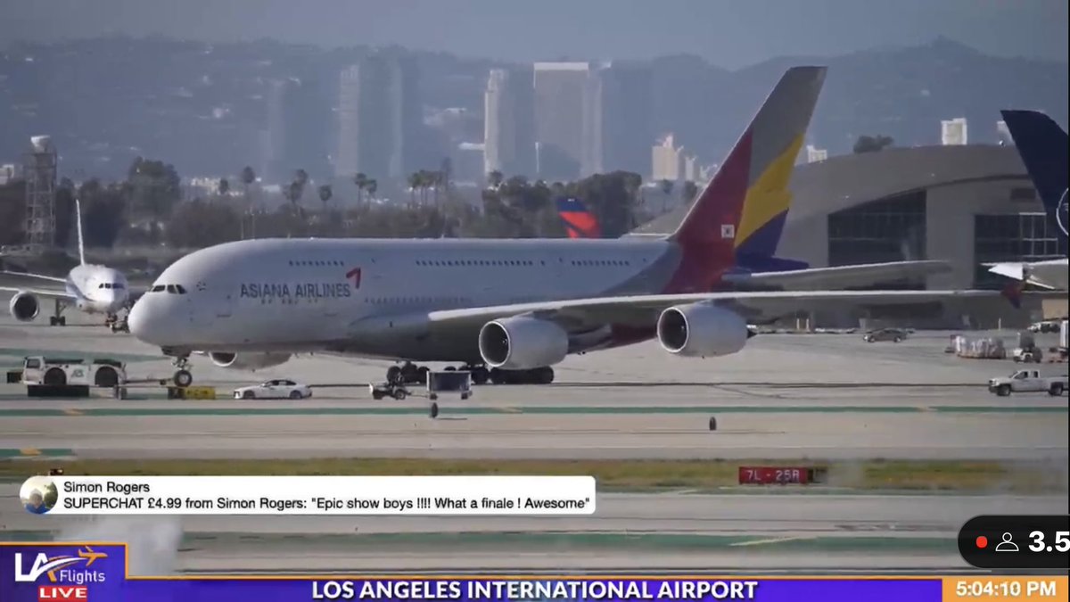 Credit where credit is due. It’s important to show support for these content creators. Peter and Josh from @LAFlightsLIVE smashed it out of the park today! If you get a chance to watch today’s show you’ll be in for a real treat! #avgeek #LAX #Asiana #Airbus #Planespotting