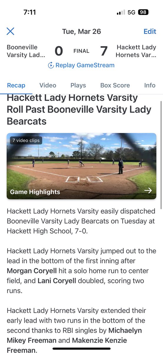 Hackett Lady Hornets Softball tweet media