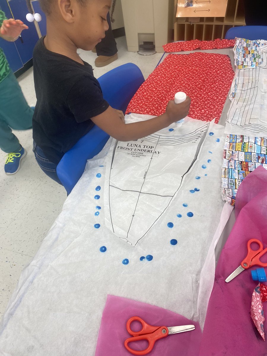 Learning how clothes are made; we used dot markers to trace around a clothing pattern. <a href="/Asbury_ParkSD/">Asbury Park Schools</a> <a href="/DrLaurenSchulze/">Lauren Schulze, Ed.D.</a> <a href="/Adamczyk_Rachel/">Rachel Adamczyk</a> <a href="/JessPetersPreK/">Jessica Peters</a>