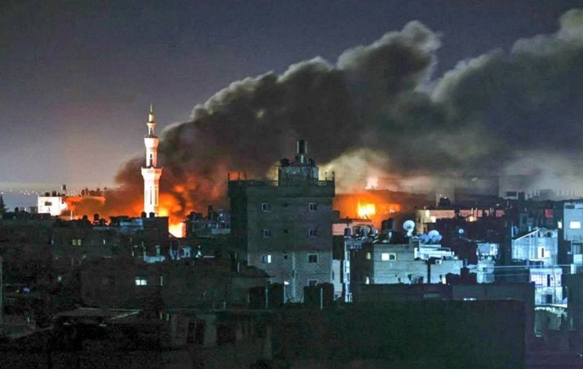 Rafah is being decimated, one day after ceasefire demand by UN, there is nowhere else left to go. Israel is now bombing more than 1.7 million civilians trapped in Rafah, Gaza's last place of refuge. A massacre is happening in Rafah right now and the world is silent.