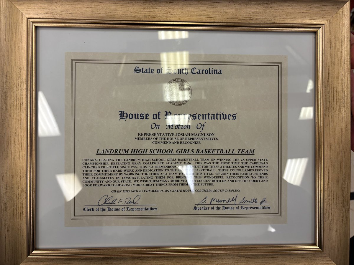 Lady Cardinals were recognized this evening by the Town of Campobello Counsel for our historic 23/24 season.  Blessed to have such a supportive community!  Thank you!