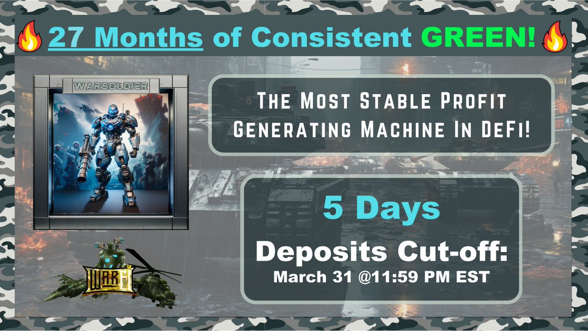 5 DAYS!! Begin your journey of building real and secure wealth in 2024 and get your deposits in before the March cut-off. warfi-tradingbots.com #BTC #Crypto #Profits #Wealth #trading #ETH