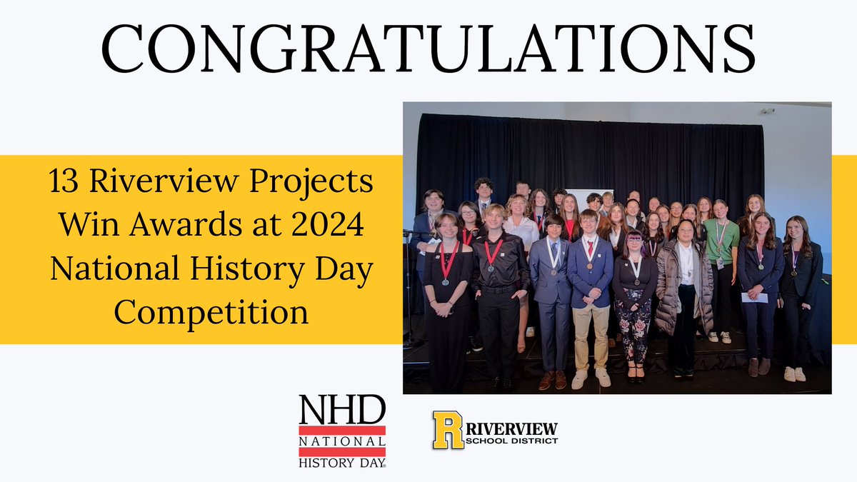 On March 24, our students participated in the regional National History Day Competition. 13 Riverview projects (29 total students) were recognized with awards and have the opportunity to participate in the state competition in April! Congrats! Read more: rsd.k12.pa.us/protected/Arti…