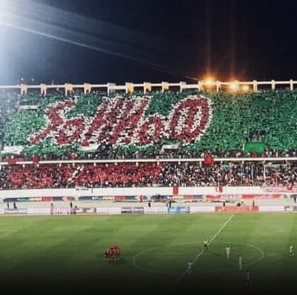 Morocco’s fans displayed a stunning Tifo reading “Yallah” using #Tifinagh letters today during the friendly game vs Mauritania.