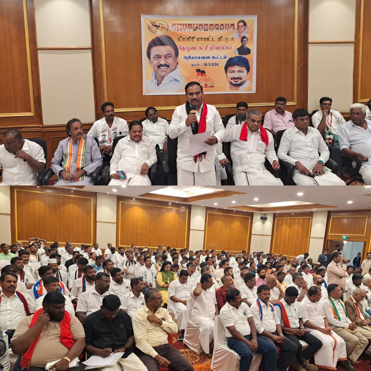 All party meeting for Nilgiri Parliament elections organised by DMK. Participated by District President @GaneshmlaR & party cadets. @INCTamilNadu @K_T_L