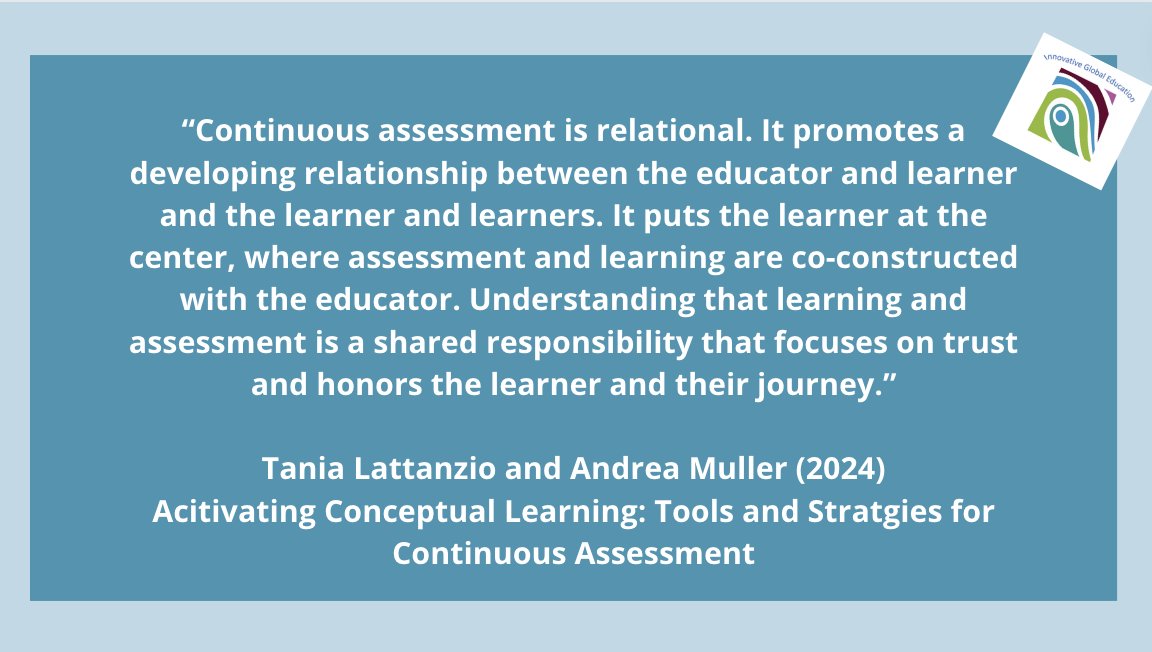 Continuous assessment is focussed on the learner as a partner in the assessment process. We assess with learners, they have opportunites to to self/peer assess throughout the learning. It has been great to delve into this with Andrea Muller as we finish our first book draft.