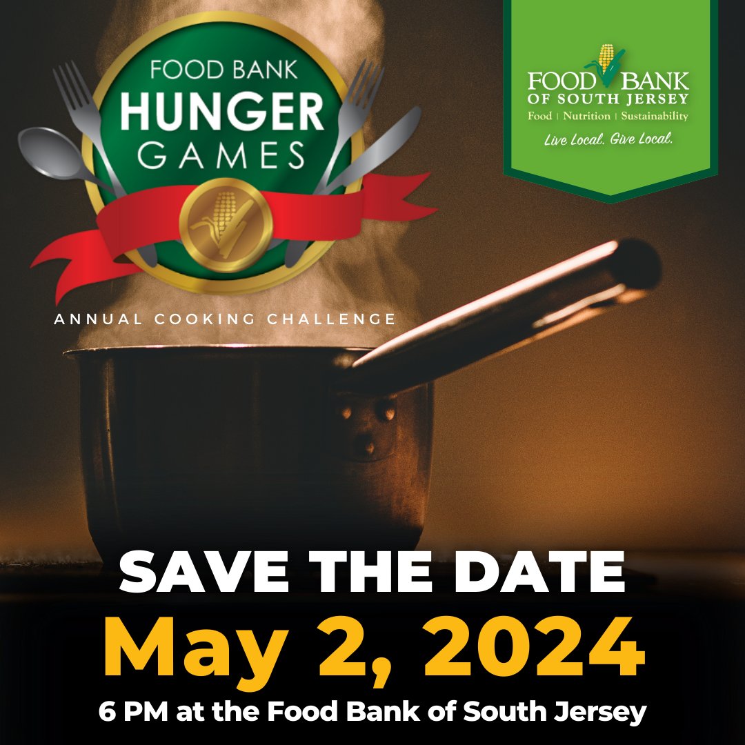 Mark May 2nd on your calendars for South Jersey's hottest competition, the Food Bank Hunger Games! Local teams get a box of mystery ingredients & 45 minutes to create a dish to wow our judges. Watch as they battle it out in the kitchen – all to support our hunger-relief efforts.