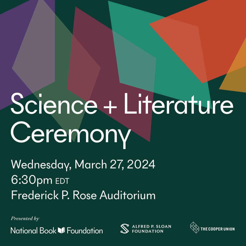 Looking forward to the award gala for the @nationalbook Science+Literature tomorrow evening in NYC. Had the privilege of serving on the jury this year -- please come join in to celebrate these incredible writers and awesome poet...