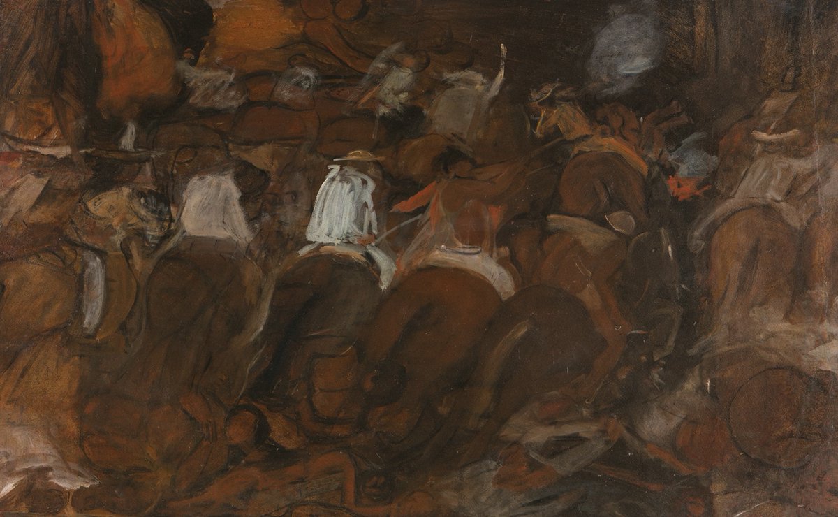 ElMuseoSoumaya's tweet photo. La obra "Los cuatro jinetes del Apocalipsis" de Francisco #Goitia se conserva en la #ColecciónDelSoumaya. Este artista, quien exploró la #RevoluciónMexicana, entre otros temas, falleció #UnDíaComoHoy de 1960. https://t.co/HlCRMXnfA9
