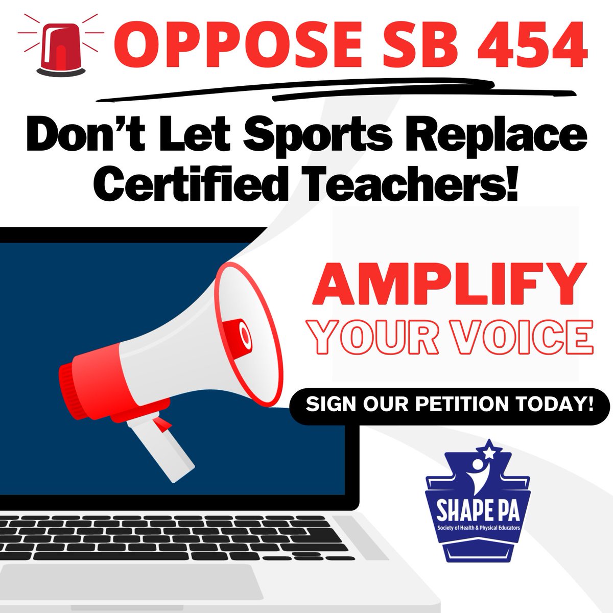 SB 454 threatens the quality of our children's education. Certified teachers are the backbone of effective learning. Stand with us to safeguard their future. #QualityEducation #CertifiedTeachers #OpposeSB454🚫

✅Take action! Sign our petition: tinyurl.com/SavePhysedPA