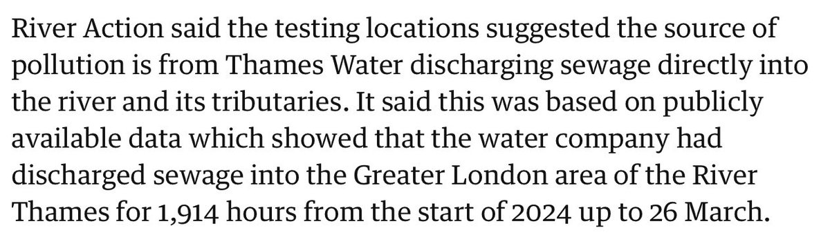 E. coli levels in Thames unsafe for Boat Race competitors this year, after 1,914hrs of discharged sewage into Greater London this year SO FAR (ie about 22hrs/day of 2024) @Feargal_Sharkey Disgrace and still heard no plan to fix any of it 👎