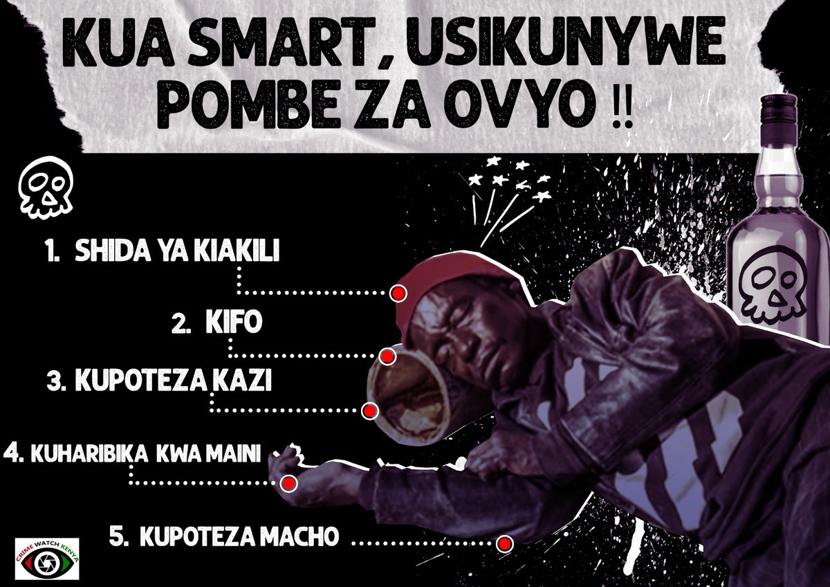 A big chunk of the working populace in #Kenya has been effectively crippled due to the consumption of killer brew. We must continue raising awareness on the tragedies awaiting those partaking and help them make decisions to steer clear of toxic, illicit brews. #PombeHaramu