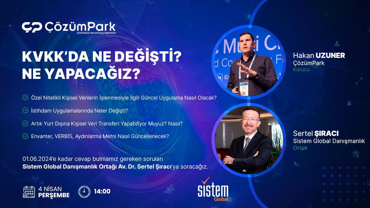 KVKK’da Ne Değişti? Ne Yapacağız? 4 Nisan Perşembe Saat 14:00

Günümüz rekabet koşullarında şirketlerin rekabet avantajı sağlamak için ihtiyaç duydukları altyapılara kolay, hızlı ve güvenli bir şekide ulaşmaları için bulut sistemleri büyük bir avantaj sağlamaktadır. Ancak rekabet