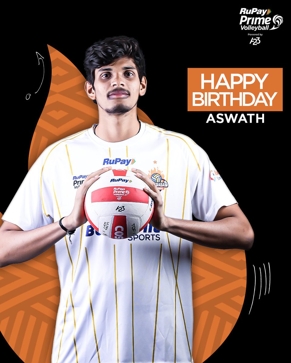 PrimeVolley's tweet image. To the young ⭐️ of #DamdaarDefenders on his special day - #HappyBirthday Aswath 🥳  

Wishing you a year filled with lots of positivity and success 🙌  

#RuPayPrimeVolley #AsliVolleyball #PVL