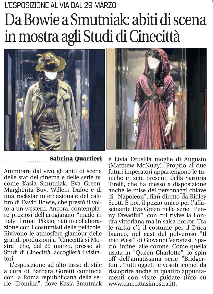 Rivivono le atmosfere glamour delle grandi #produzioni #cinematografiche a "Cinecittà si Mostra" che, dal 29 marzo, presso gli Studi di #Cinecittà, accoglierà i visitatori per un’esibizione ad alto tasso di stile. Vi spiego di più in questo articolo su <a href="/leggoit/">Leggo</a> <a href="/CinecittaSM/">Cinecittà si Mostra</a>
