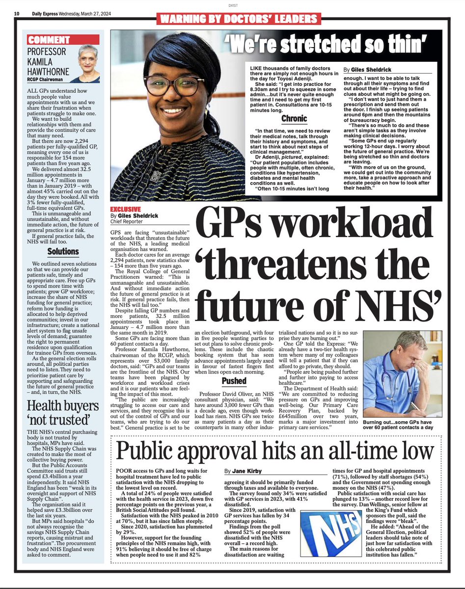 'Unmanageable & unsustainable and without immediate action the future of general practice and the NHS is at risk.' Starkest warning yet from @rcgp as the number of family doctors plummet and workloads increase, placing huge pressure on the struggling NHS @mancunianmedic