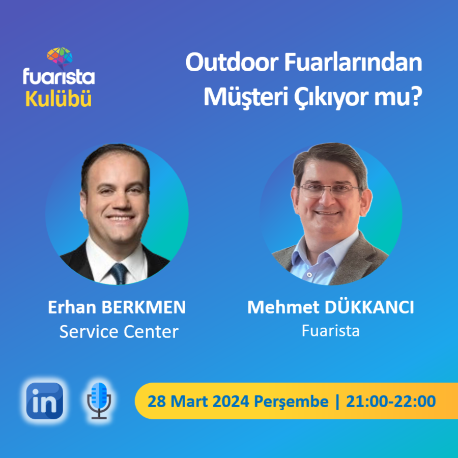 🎙 Outdoor Fuarlarından Müşteri Çıkıyor mu?
👨‍💼 Erhan Berkmen
🏛 Service Center Türkiye
🗓 28 Mart 2024 Perşembe
🕘 21:00-22:00 Türkiye Saati
⌛ 60 dak
🔗linkedin.com/events/outdoor…