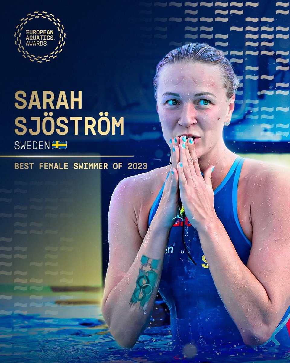 𝗙𝗲𝗺𝗮𝗹𝗲 𝗦𝘄𝗶𝗺𝗺𝗲𝗿 𝗼𝗳 𝟮𝟬𝟮𝟯 👑
 
Sarah Sjostrom 🇸🇪 dominated the pool at World Aquatics Fukuoka 2023 to clinch the European Aquatics Awards overall vote!
 
#EuropeanAquatics | #EuropeanAquaticsAwards 

#swimming #swimmers #plywanie #pływanie #basen