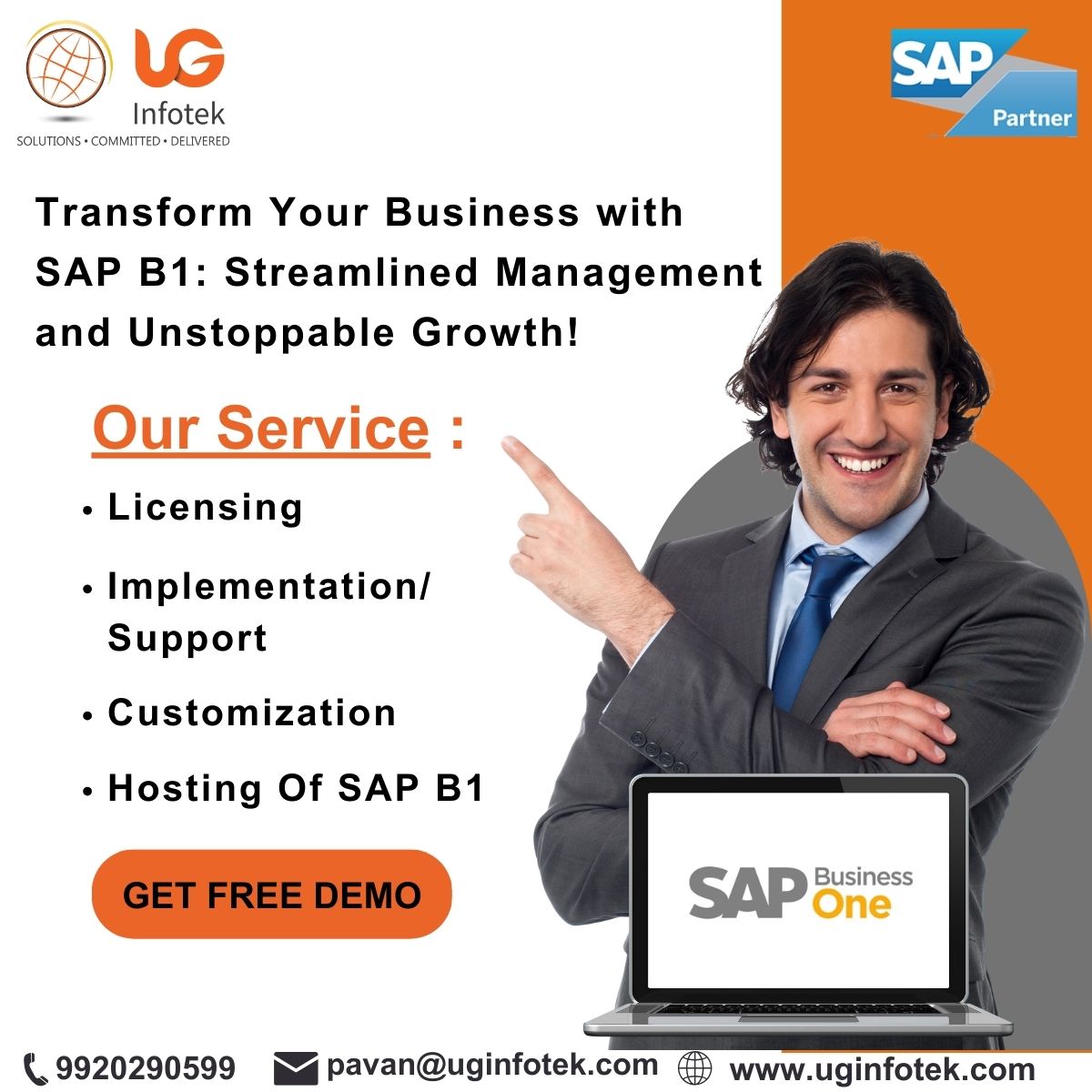 Ready to Transform Your Business? SAP B1 is the key! 🚀 With streamlined management and unstoppable growth, UG Infotek LLP helps your business reach new heights. Let's embark on this journey together!#sapb1 #inventorymanagement #affordableprice #smechemberofindia #uginfotekllp