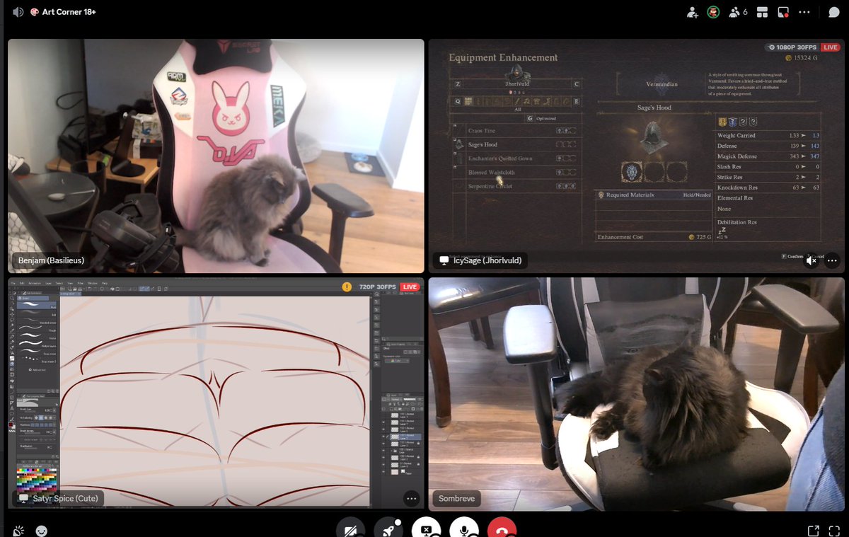 Truly a discord call of all time ft kitkat, @icysagedorc, @SatyrSpice & @Sombreve_DoC (with videoless @SleepiestOrc & @Fancycine )