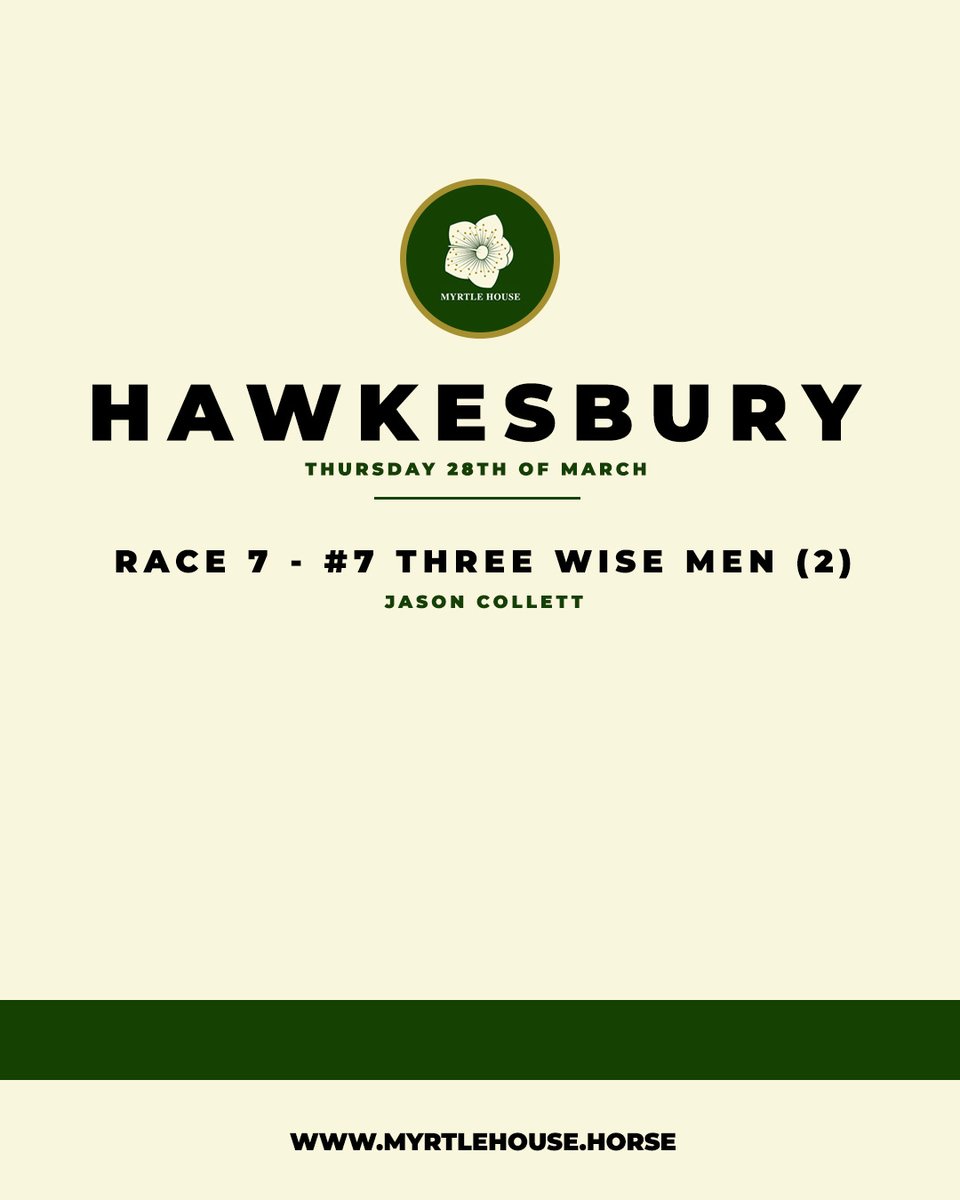 Three Wise Men runs around at Hawkesbury tomorrow!