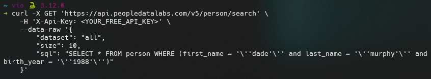 Whenever life has got you down, just remember that this professional data broker website that makes money selling personal data on you and me took 5 iterations of their API to land on "Let's just have our clients write raw SQL"

Here's where you opt out. privacy.peopledatalabs.com/policies