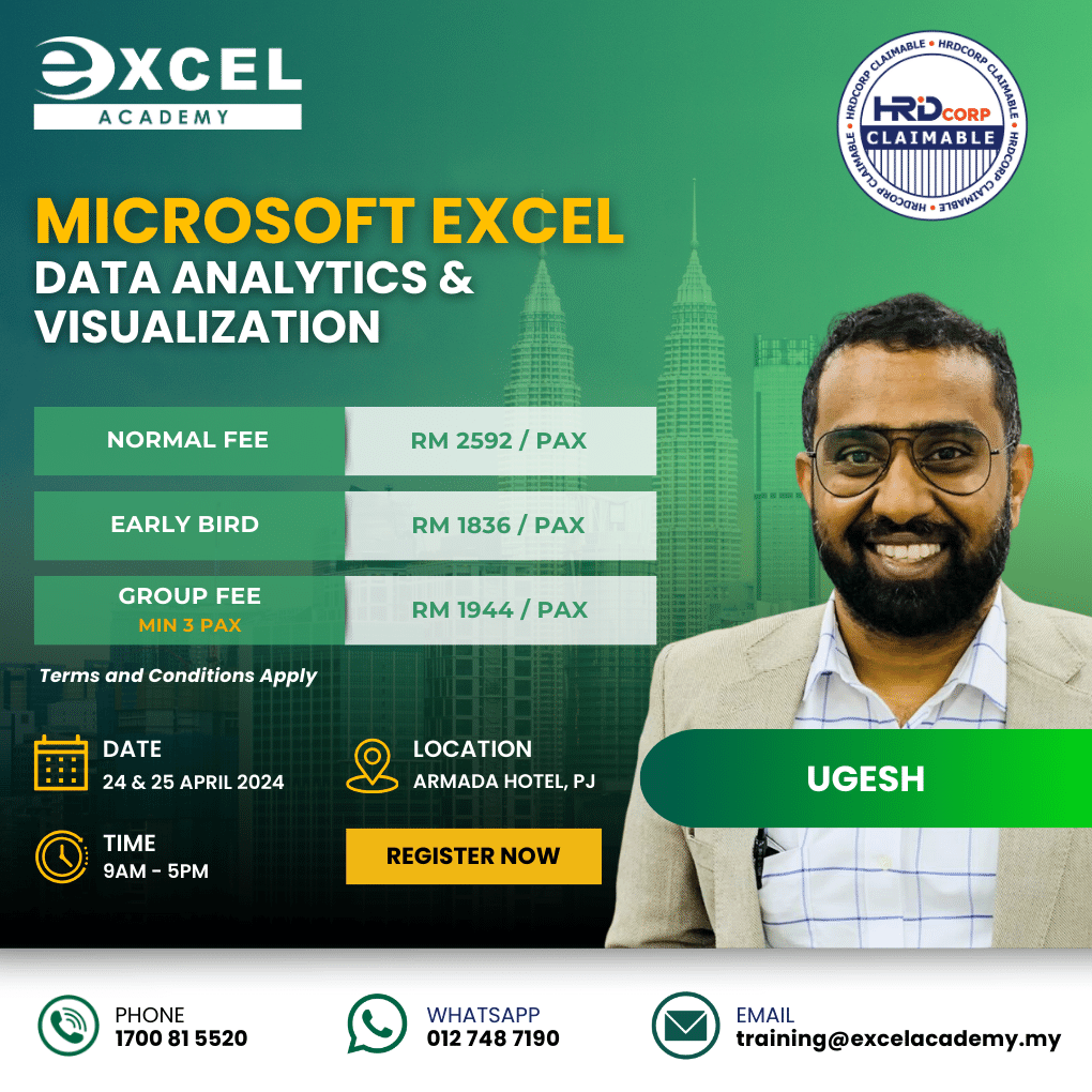 ExcelAcademyMY's tweet photo. 📣 Presenting a range of Microsoft Excel training options designed to suit your team's individual needs and preferences!
.⁣⁣⁣⁣⁣⁣⁣⁣
.⁣⁣⁣⁣⁣⁣⁣⁣
.⁣⁣⁣⁣⁣⁣
#excelacademy #publiccourses #inhousecourses #MicrosoftExcel #DataAnalyticsandVisualization #HRDCorpClaimable https://t.co/IDegp4rceW