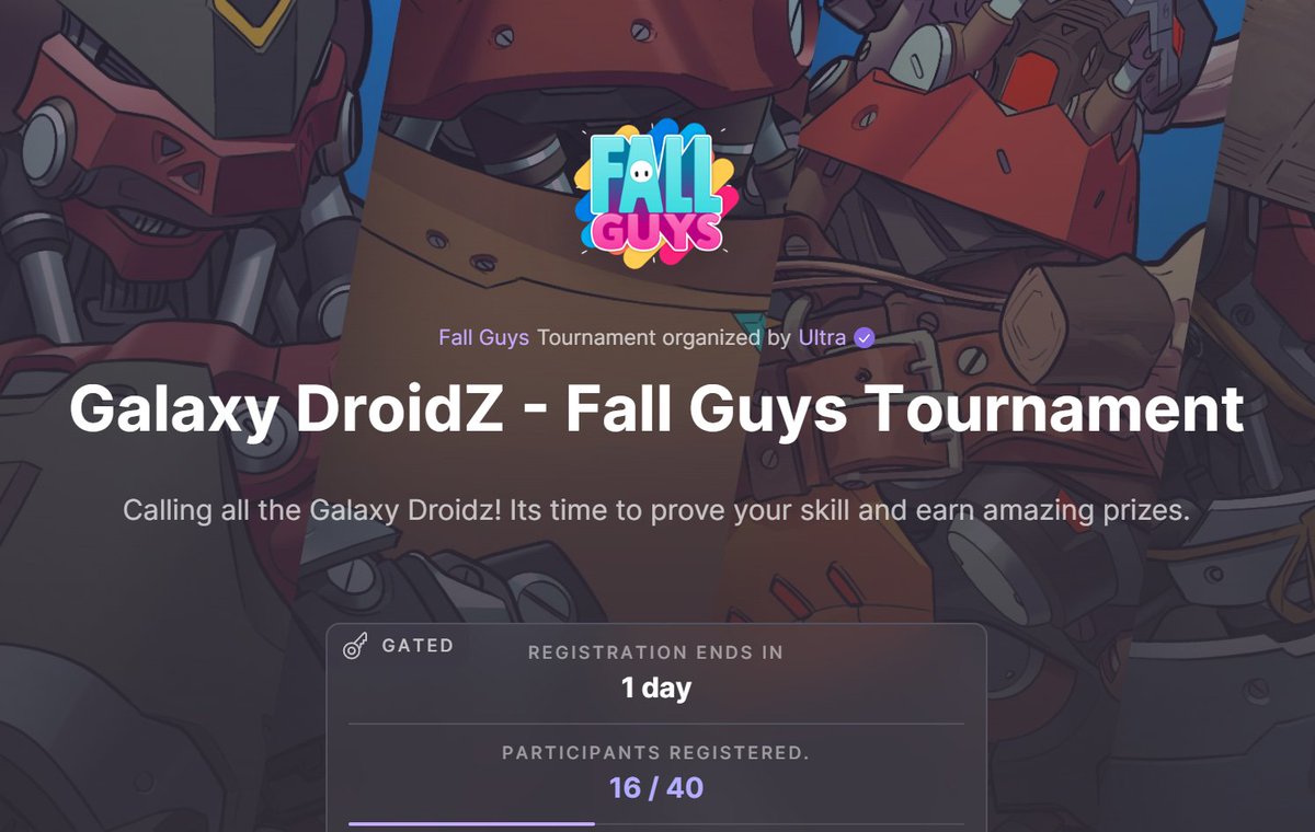 Don't forget to enter the tournament guys! 

It's a huge prize pool and there will be random Droidz referral codes dropped to some random participants!

@ultra_io $UOS

Register here:
ultraarena.io/tournaments/7a…