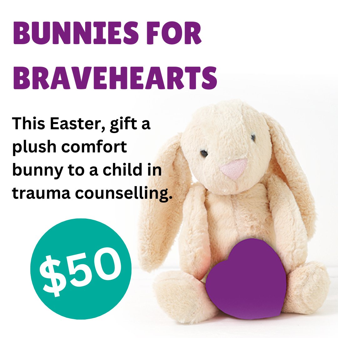 Your donation means one more child in specialist trauma counselling will receive a fluffy bunny to comfort them. Donate here: fundraise.bravehearts.org.au/bunnies-for-br… #Bravehearts #ProtectKids