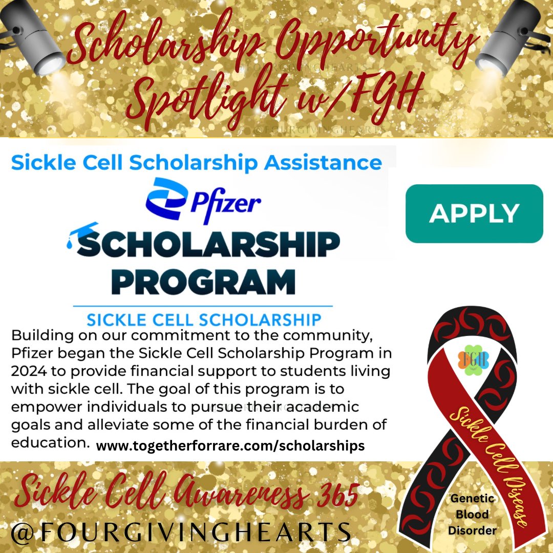 “• Two $5,000 graduate scholarships
• Sixteen $2,500 college scholarships, including vocational schools” (togetherforrare.com/scholarships).

Focusing on 1. Health 2. Family 3. Education and 4. Community! We foster “for” giving hearts & responsible citizenship.  #FGH #fourgivinghearts