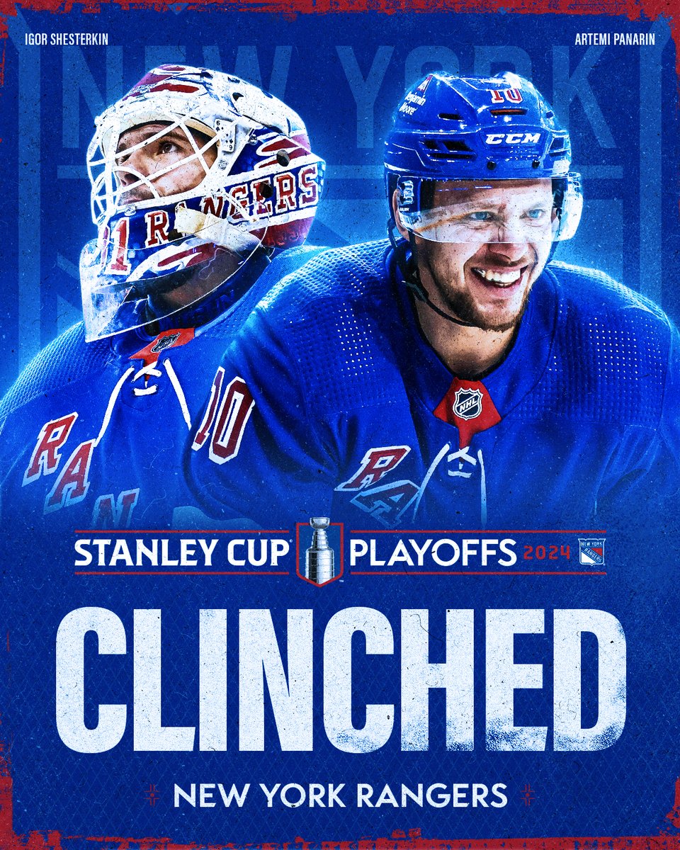 🗽 THEY'RE IN 🗽

The <a href="/NYRangers/">New York Rangers</a> are bound for the #StanleyCup Playoffs!