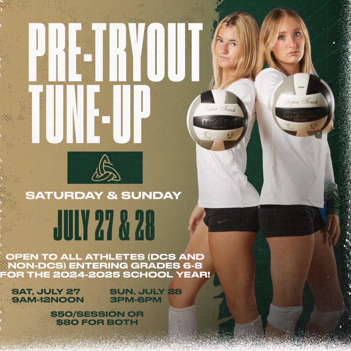 Calling all rising 6-8 graders! Looking for a volleyball skills tune-up before school tryouts in August? Come join the Celts for a pre-tryout tune-up! We will focus on all skills and drills that will most likely be tested at tryouts…