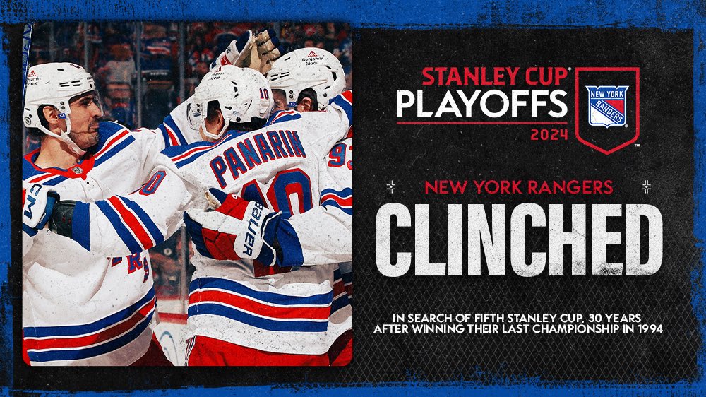 First team to clinch a playoff berth this season: #NYR