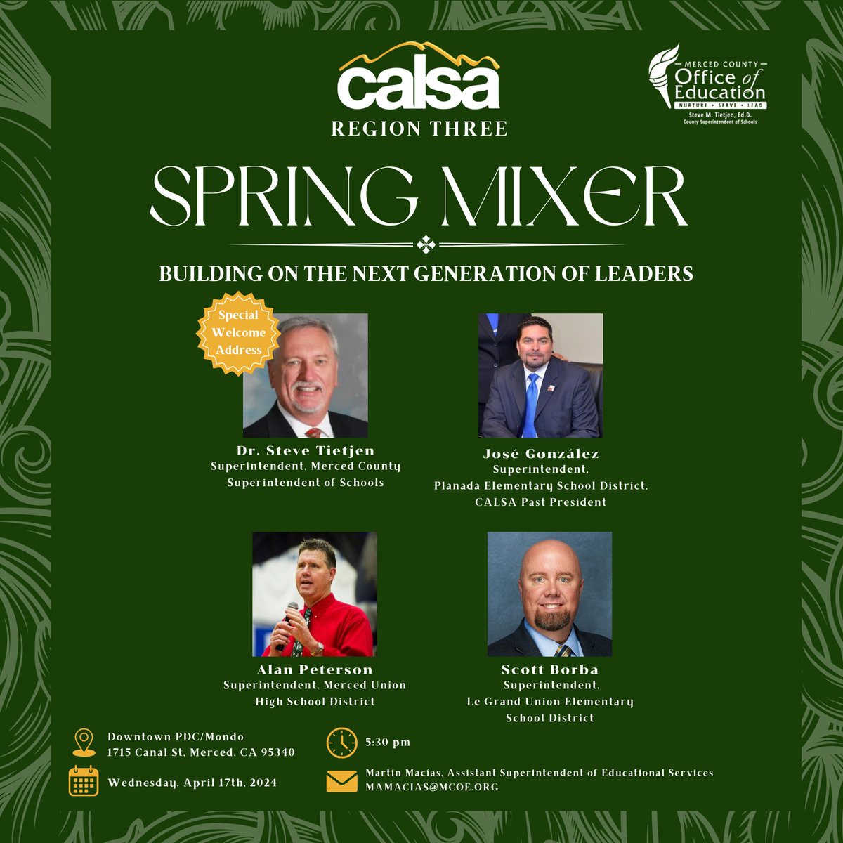 🎉Exciting Announcement! 🎉
We're thrilled to unveil Region Three's Newest Spring Mixer - Building on the Next Generation of Leaders! 🌟
Get ready for an unforgettable experience filled with a welcoming address from Dr. Steve Tietjen. 
RSVP today: calsa.org/upcoming-event… 🫵🏼💥