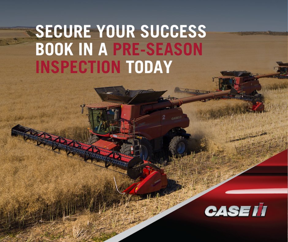 Set the stage for a successful season! Ensure your machinery is performing at its peak with a pre-season inspection. It's never too early to prepare for the upcoming season. Reach out to your local #CaseIH dealer today and schedule your pre-season checks.