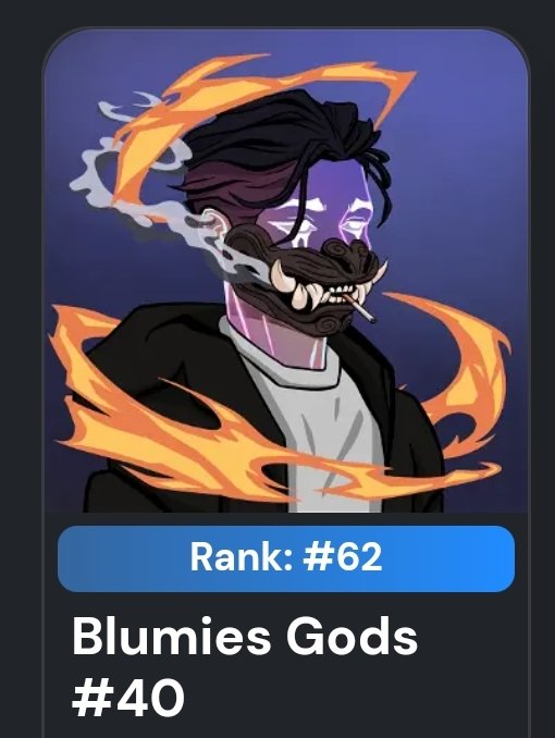 Minted this and got a low 62 ranked God. It should be worth at leaat 2,000 $CRO in 5 years. Thanks fam! @BlumiesNFT #Cronos #crofam    #cro #BlumiesGods