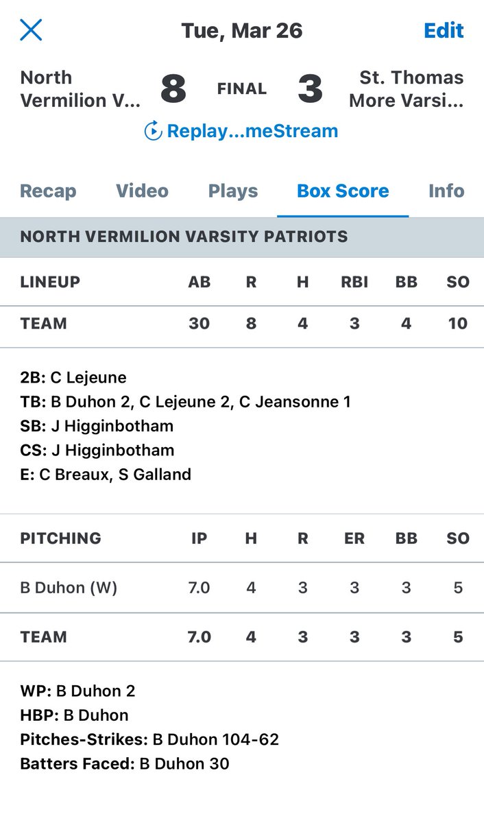 Patriot Baseball tweet media