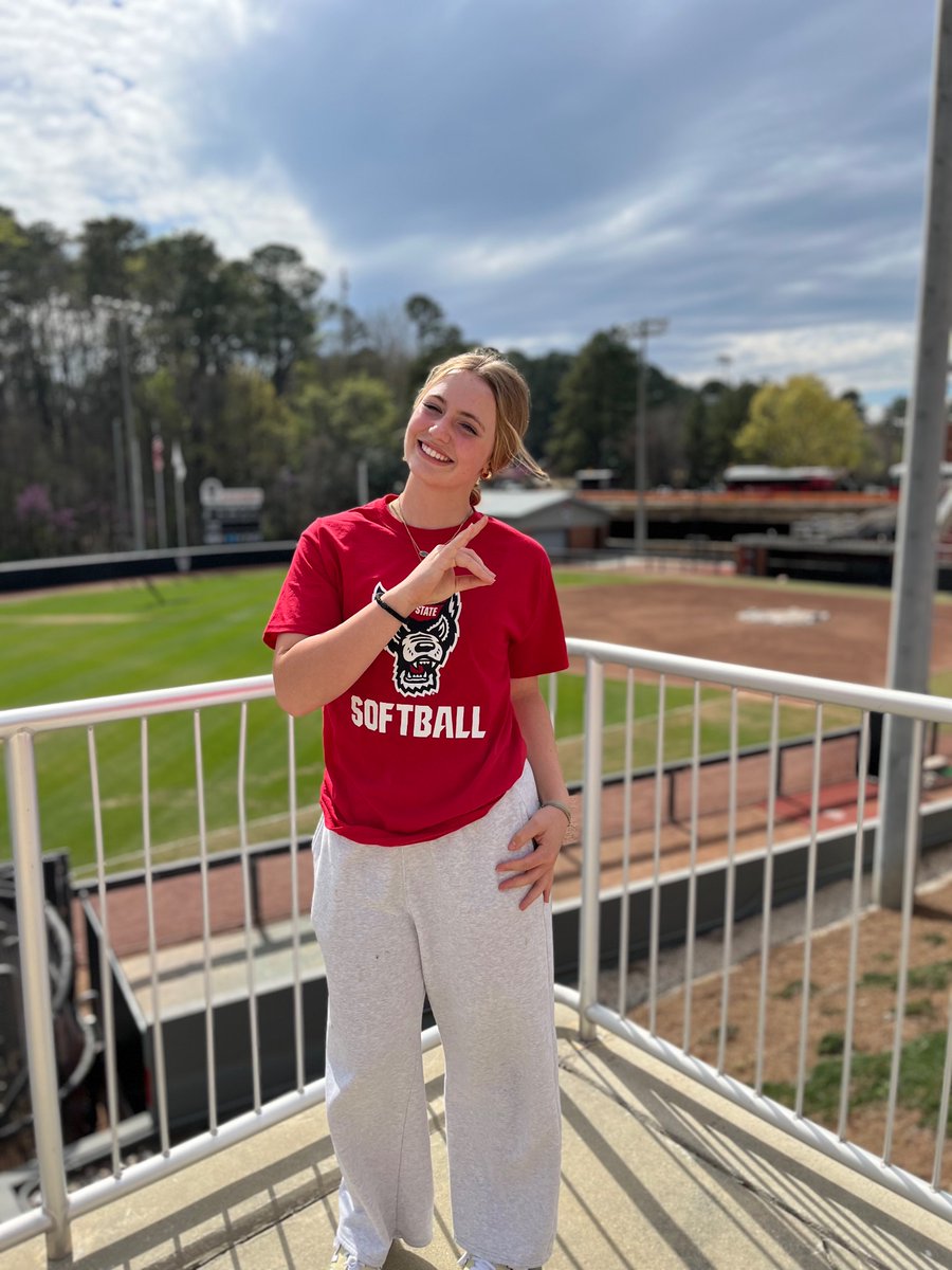 BKrier2027's tweet photo. Recently visited North Carolina State University and @PackSoftball. Campus was amazing and Dail Stadium was beautiful! #GoPack @THROWformance @AndrewSchwaab @cobomberslight @LLefty18 @boschml @CoachCassady https://t.co/beLLKNubtA