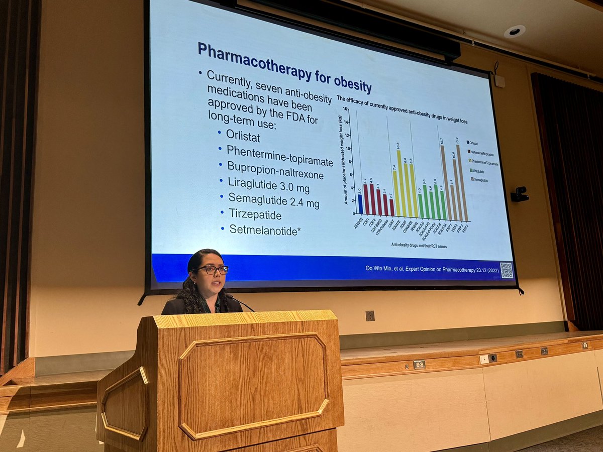 First we had the pleasure to hear from Dr. @LizCifuentesMD PGY 2 IST. She walked us through predictor models of weight loss-responsiveness to GLP1s in obesity. What a beautiful study design! More fantastic things to come, looking not only at obesity but colon cancer as well.