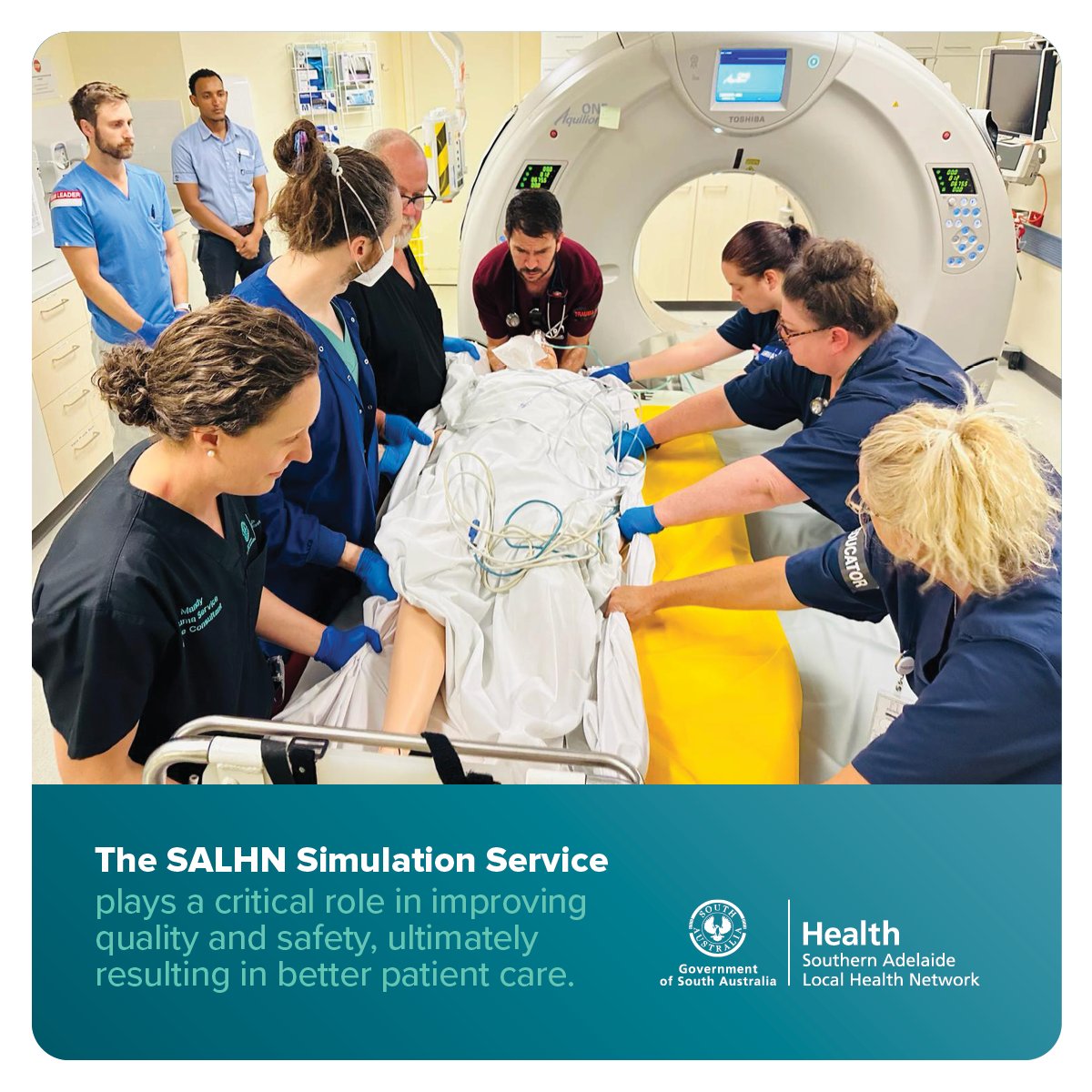 The SALHN Simulation Service supports continuous safety & quality improvements by running simulation education exercises every 1 to 2 months. These exercises consist of staff from multiple teams working together to care for a simulated critically ill patient. Well done team!